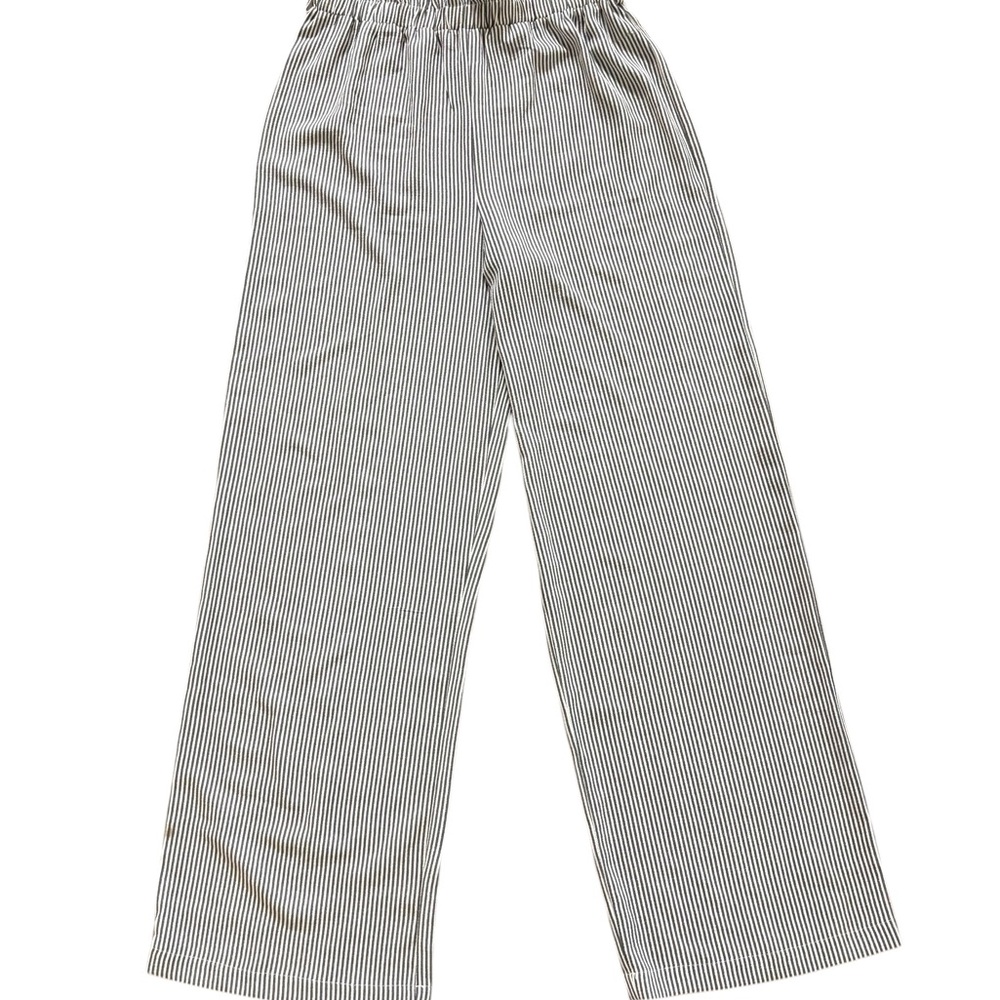Monteau Black and White Striped Wide Leg Pants